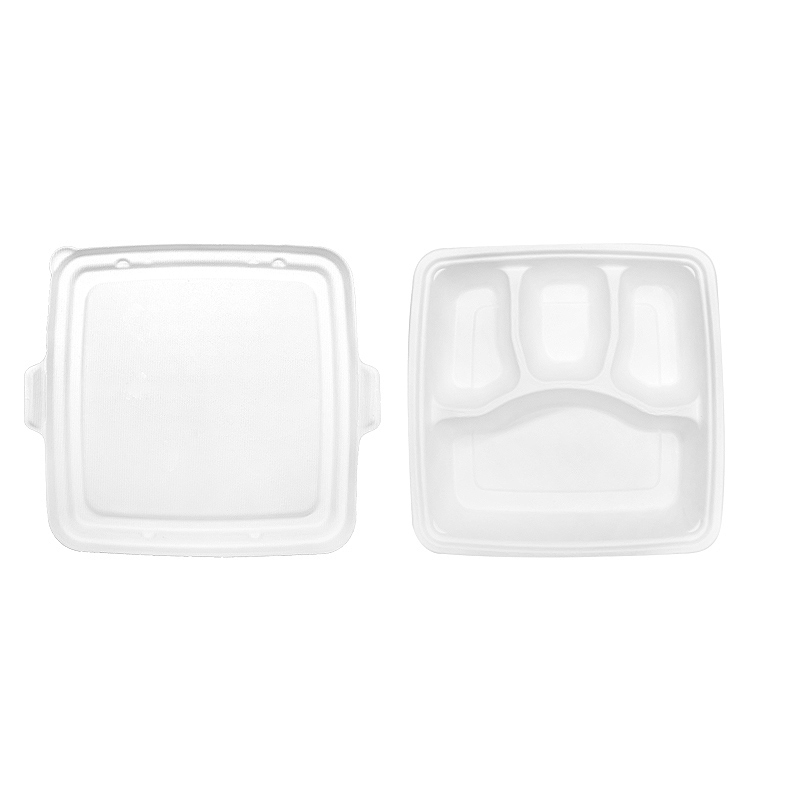 4 Compartment 9" Biodegradable Sugarcane Food Tray