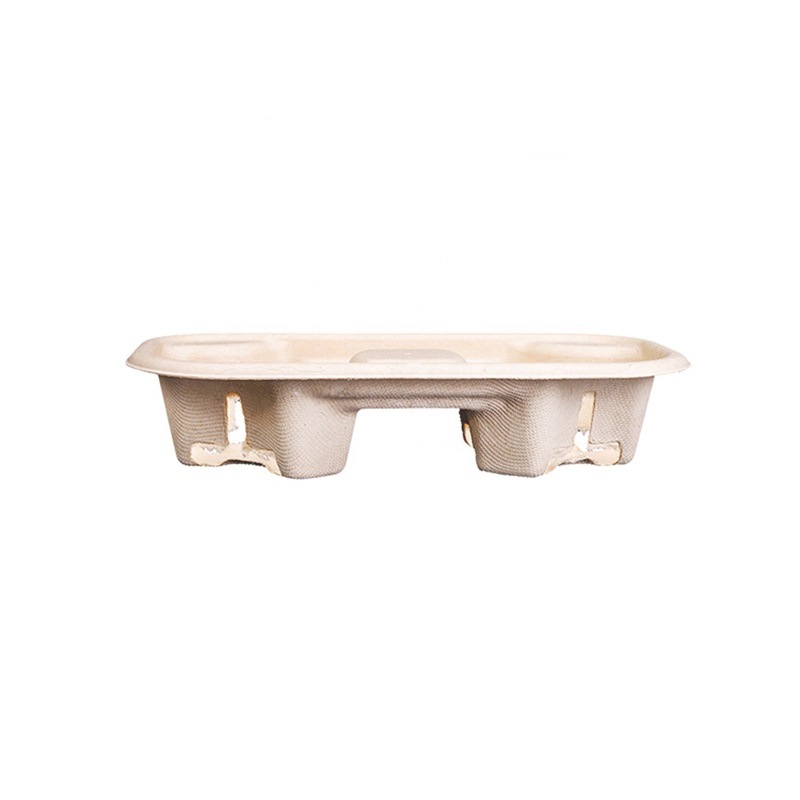 100% Biodegradable 2 Cup Sugarcane Bagasse Coffee Cup Holder