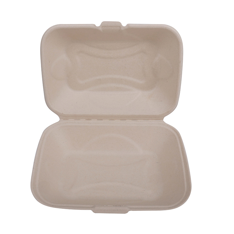 Eco Friendly Compostable 9x6 Inch Sugarcane Clamshell Box